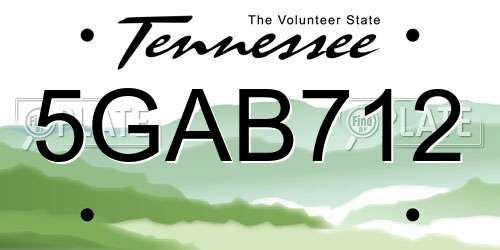 5GAB712 Tennessee License Plate
