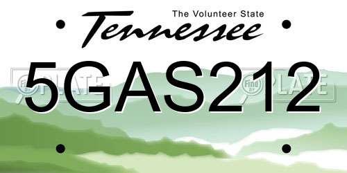 5GAS212 Tennessee License Plate
