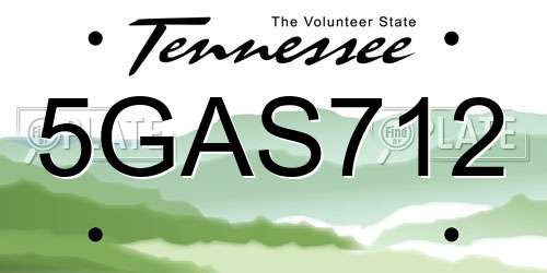 5GAS712 Tennessee License Plate