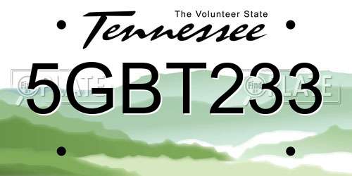 5GBT233 Tennessee License Plate