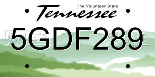 5GDF289 Tennessee License Plate
