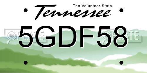5GDF58 Tennessee License Plate