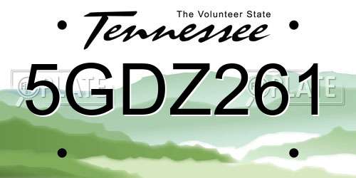 5GDZ261 Tennessee License Plate