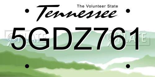 5GDZ761 Tennessee License Plate