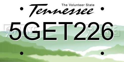 5GET226 Tennessee License Plate