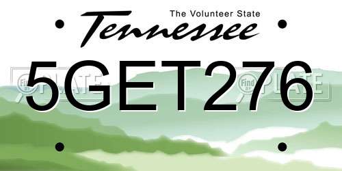 5GET276 Tennessee License Plate