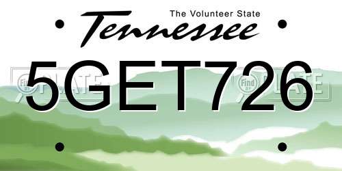 5GET726 Tennessee License Plate