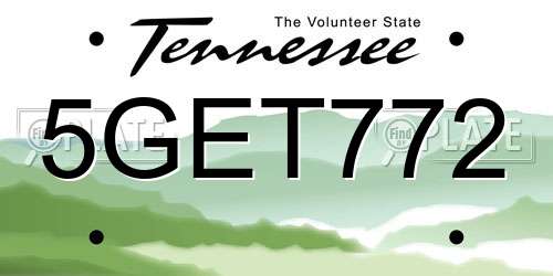 5GET772 Tennessee License Plate