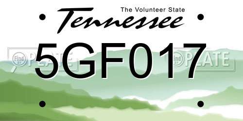 5GF017 Tennessee License Plate