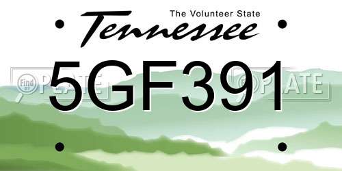 5GF391 Tennessee License Plate