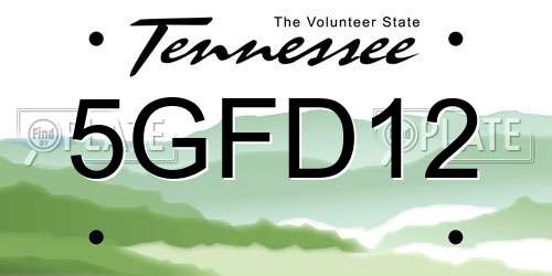5GFD12 Tennessee License Plate