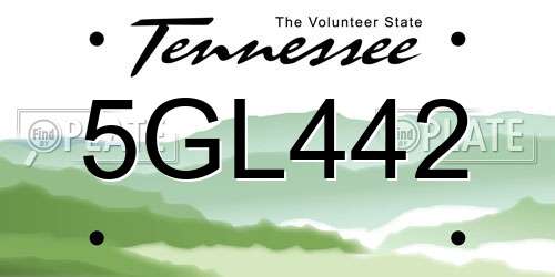 5GL442 Tennessee License Plate