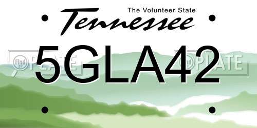 5GLA42 Tennessee License Plate