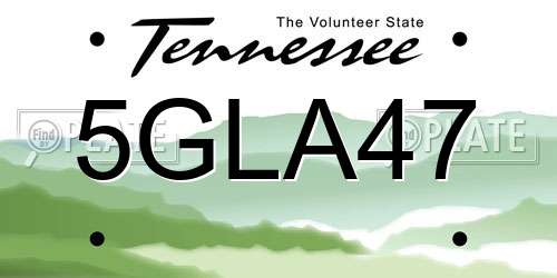5GLA47 Tennessee License Plate