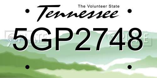 5GP2748 Tennessee License Plate