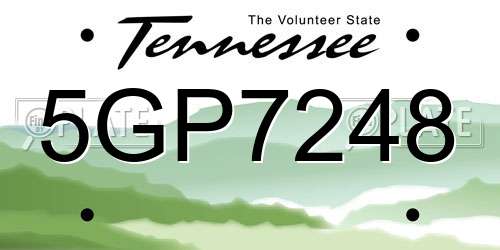 5GP7248 Tennessee License Plate