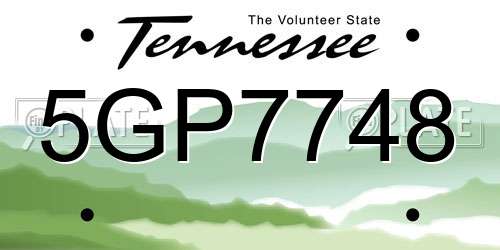 5GP7748 Tennessee License Plate
