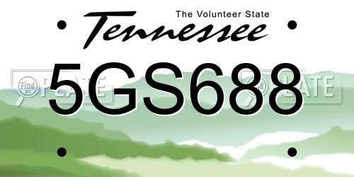 5GS688 Tennessee License Plate