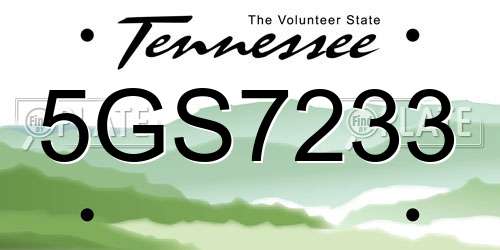 5GS7233 Tennessee License Plate