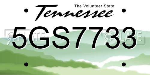 5GS7733 Tennessee License Plate