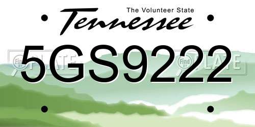 5GS9222 Tennessee License Plate