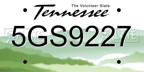 5GS9227 Tennessee License Plate