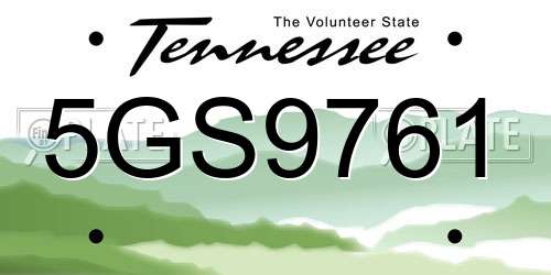 5GS9761 Tennessee License Plate