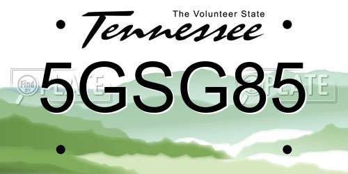 5GSG85 Tennessee License Plate