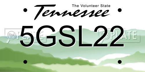 5GSL22 Tennessee License Plate