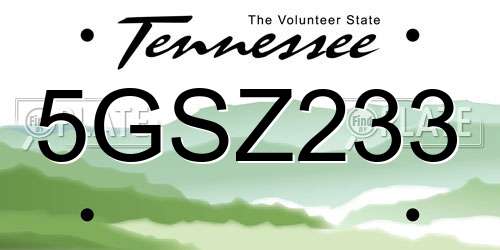 5GSZ233 Tennessee License Plate