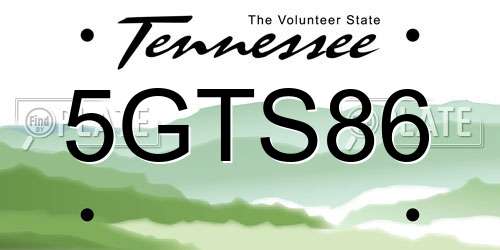 5GTS86 Tennessee License Plate