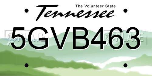 5GVB463 Tennessee License Plate