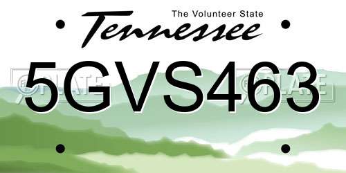 5GVS463 Tennessee License Plate