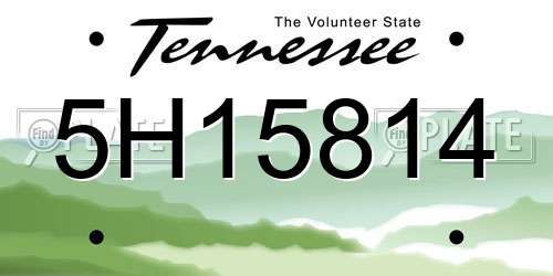 5H15814 Tennessee License Plate