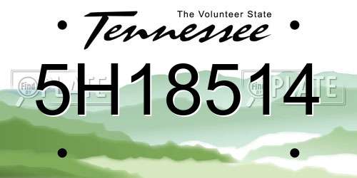 5H18514 Tennessee License Plate