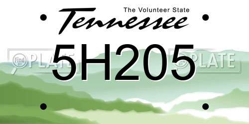 5H205 Tennessee License Plate