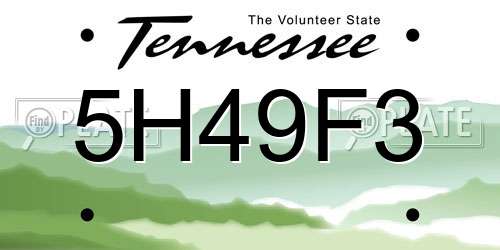 5H49F3 Tennessee License Plate