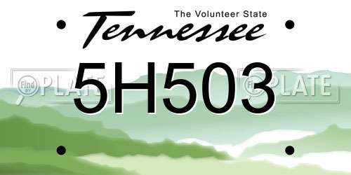 5H503 Tennessee License Plate