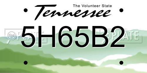5H65B2 Tennessee License Plate