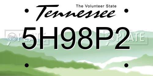 5H98P2 Tennessee License Plate