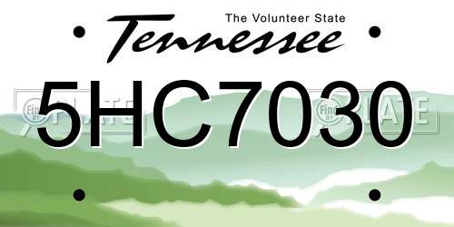 5HC7030 Tennessee License Plate