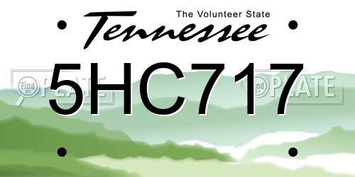 5HC717 Tennessee License Plate