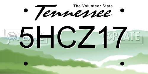 5HCZ17 Tennessee License Plate
