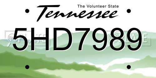 5HD7989 Tennessee License Plate