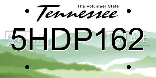 5HDP162 Tennessee License Plate