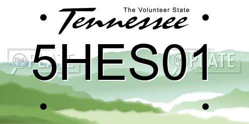 5HES01 Tennessee License Plate