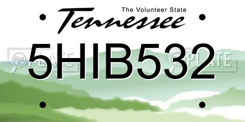 5HIB532 Tennessee License Plate