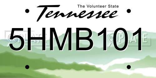5HMB101 Tennessee License Plate