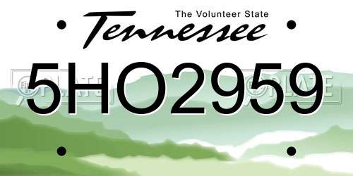 5HO2959 Tennessee License Plate