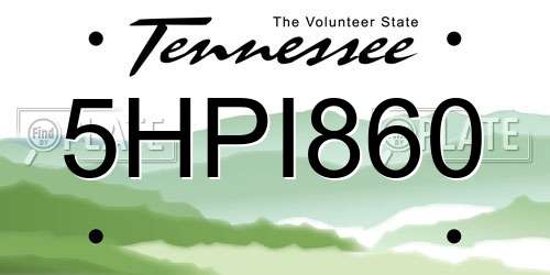 5HPI860 Tennessee License Plate